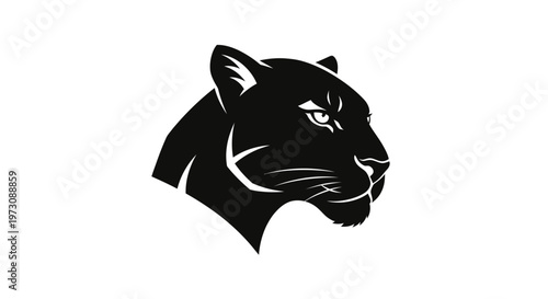 Minimalist black panther logo in a circular frame, featuring a fierce roaring big cat head silhouette. Modern, bold and clean design ideal for branding, sports teams, esports, and luxury identity use.