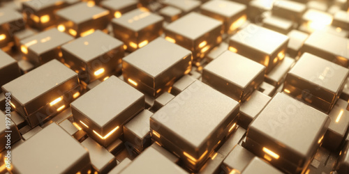 Metallic Mocha Lattice with Glowing Edges A lattice structure of metallic mocha tones forms a sleek, modern grid with glowing