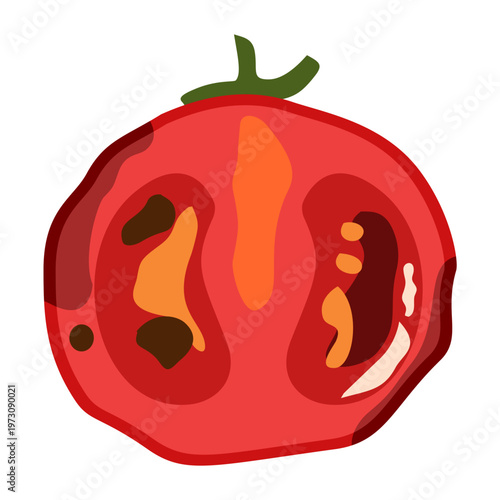 Rotten Tomato Illustration Isolated