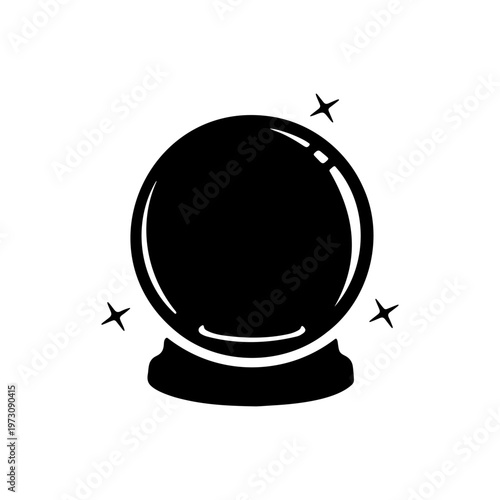 Mystical Crystal Ball Line Art Illustration.