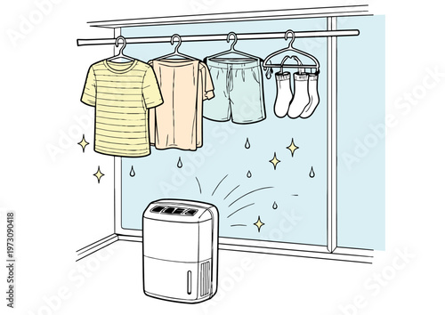 室内での洗濯物乾燥シーン