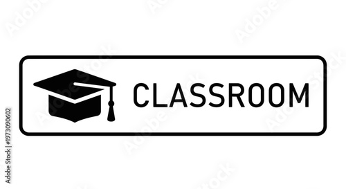 Classroom Icon with Graduation Cap symbolizing Education and Learning