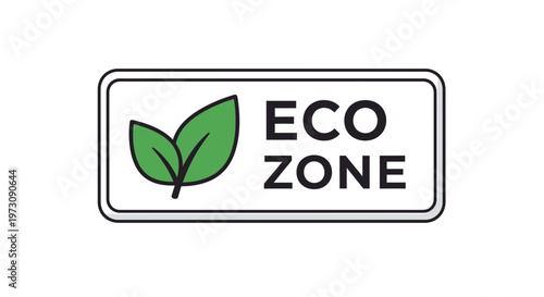 Eco Zone Label Design Featuring Green Leaves and Clean Text