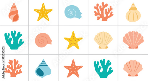 Seamless Sea Shells and Coral Vector Pattern in Pastel Colors for Summer Design