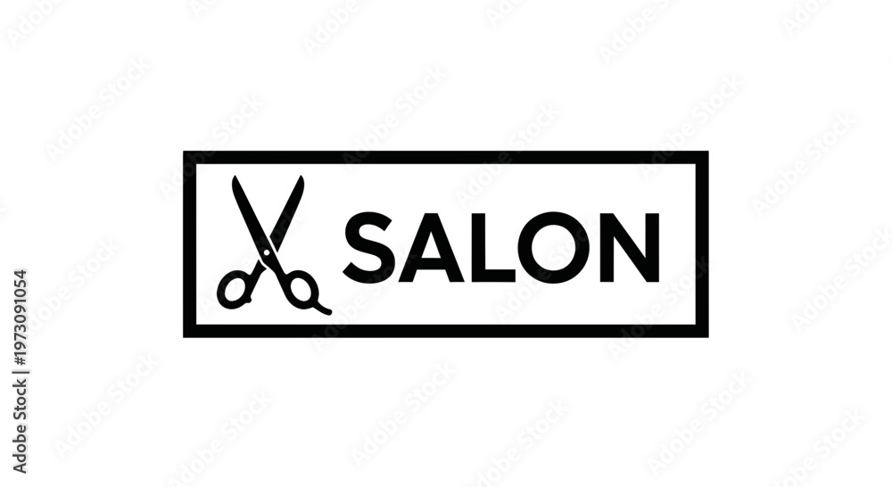 Obraz premium Simple and elegant salon logo with scissors and text