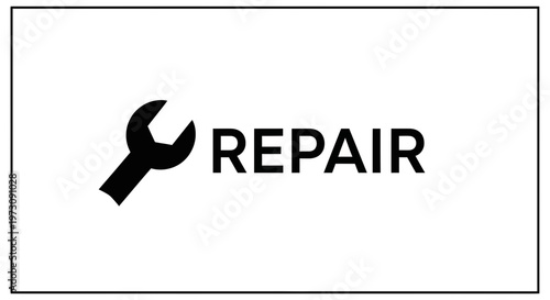 Repair icon with wrench and text label