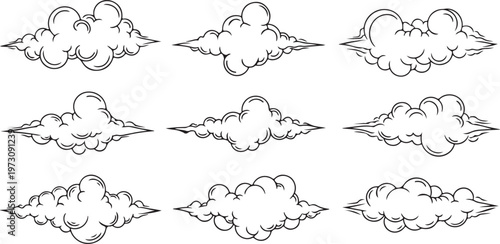 Simple line drawings showing different sketches of the human brain Vector