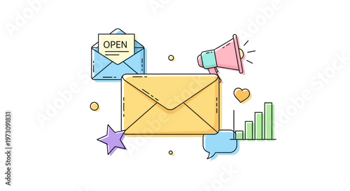 Yellow Envelope with Open Sign.