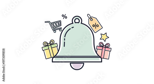 Shopping sale bell icon symbol.