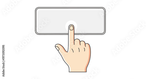 Hand pointing to a rectangle button.