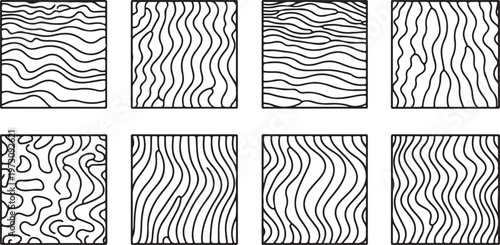 Intricate black and white line art patterns showcasing various organic and geometric designs Vector