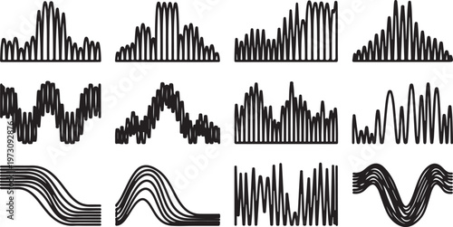 Abstract black and white art showing varied line patterns and textures Vector