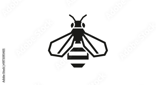 Stylized black bee icon with striped abdomen and angular wings