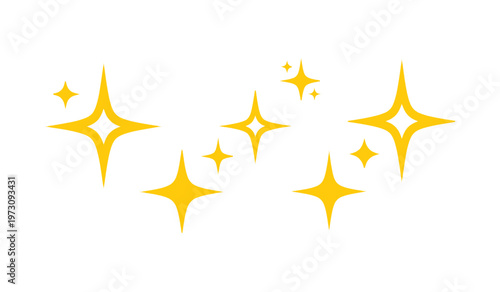 A simple graphic depicts several bright yellow starbursts and smaller star shapes scattered across a clean white background high quality professional detailed modern elegant