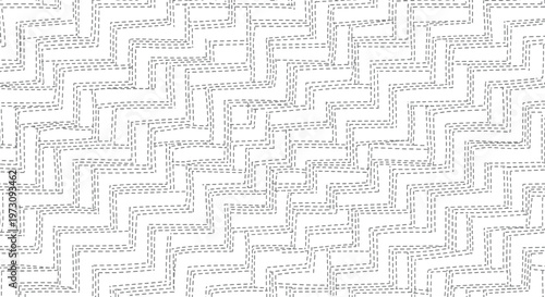 Interlocking zig-zag lines form a dashed, textured pattern