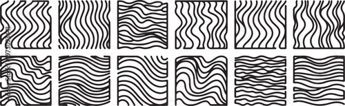 Intricate black and white patterns showcasing repetitive wave designs Vector