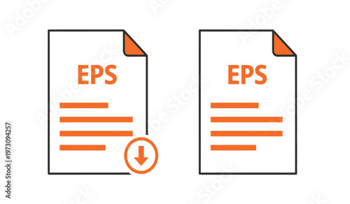 Schilderij op canvas This illustration depicts two white documents labeled eps with orange accents on