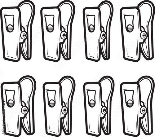 Set of eight hand tools including pliers, wire cutters, and pincers Vector