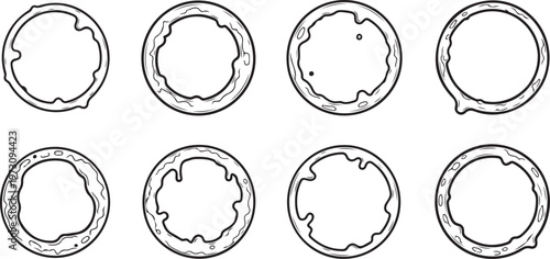 Series of abstract circular patterns with varying line textures and densities Vector