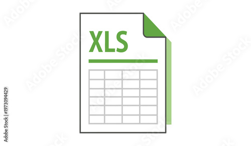 This image displays a flat design representation of a microsoft excel spreadsheet file showing the application s file extension high quality professional detailed modern