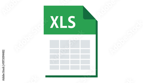 This image depicts a green spreadsheet icon representing a microsoft excel file with the xls file extension displayed prominently high quality professional detailed modern