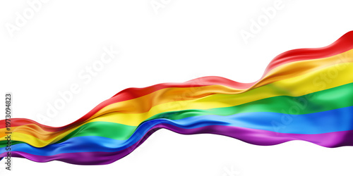 Foto Rainbow flag ribbon flowing for pride month isolated on transparent background w