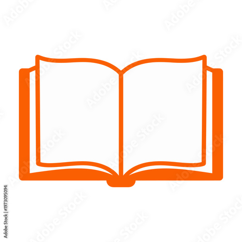 An open vector book icon with a clean design and vibrant orange color