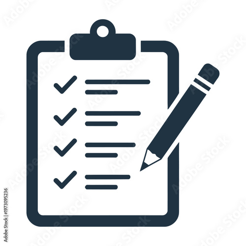 Vector clipboard with a checklist and pencil for task management and organization