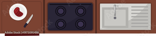 Top view of kitchen set