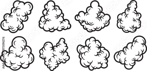 A collection of eight simple line drawings of human heads in various expressions Vector