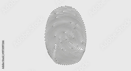 Digital fingerprint with intricate swirling lines and embedded dots against a light gray background
