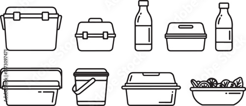 Various containers and bottles with different shapes and opening styles Vector
