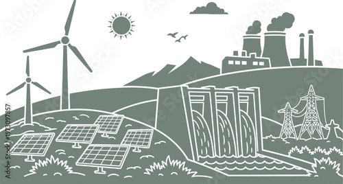 Comprehensive industrial energy landscape with diverse power generation facilities