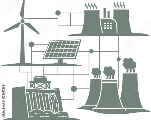 Diverse power generation network including hydroelectric and nuclear plants