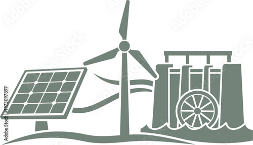 Diverse renewable energy sources with solar wind and water power