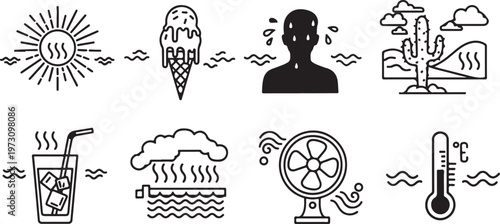 A collection of simple black and white illustrations of various objects and activities Vector