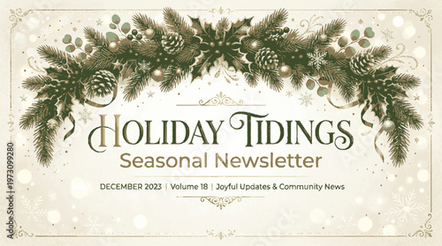 A festive holiday newsletter cover with a seasonal theme and elegant design