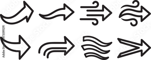 Vector illustrations of various types of arrows and their orientations Vector