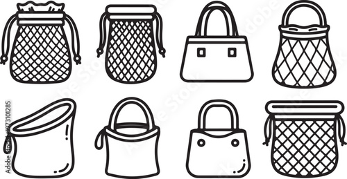 A collection of stylish handbag designs with various shapes and features Vector