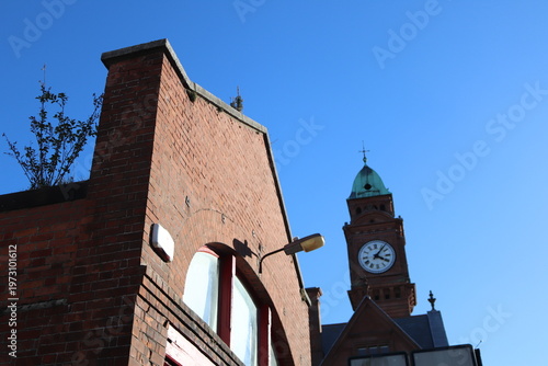 Canvas Print Historic Rathmines Clock Tower Behind a Red Brick Building in Dublin