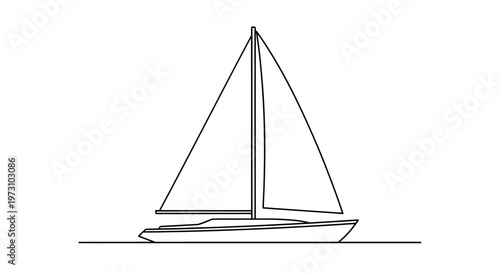 A simple, clean line drawing of a sailboat on a flat surface