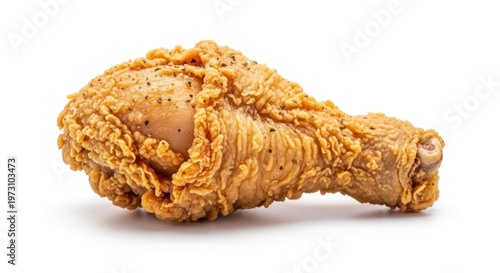 Crispy Fried Chicken Leg on White Background.