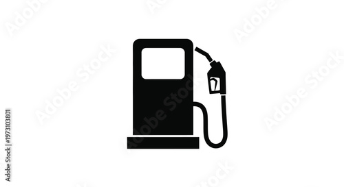 A stark black silhouette depicts a gas pump showcasing the nozzle and rectangular body symbolizing fuel and transportation infrastructure high quality professional detailed modern