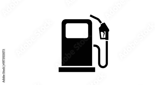 A minimalistic black silhouette depicts a gas pump showcasing the nozzle and rectangular body commonly found at fueling stations high quality professional detailed modern