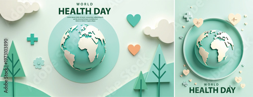 Elegant World health day backgorund, Realistic World health day for social media template