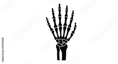 A stark black silhouette depicts a human hand s skeletal structure showcasing the bones of the palm fingers and wrist high quality professional detailed