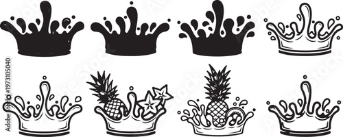 Various flavored cupcakes with different frosting designs and sprinkles Vector