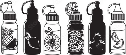 A colorful assortment of milk bottles with unique illustrations and vibrant designs Vector