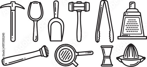 A collection of various tools and items for household tasks and measurements Vector