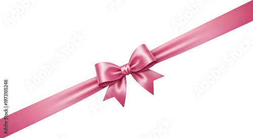 Pink satin ribbon with bow isolated on transparent background transparent background